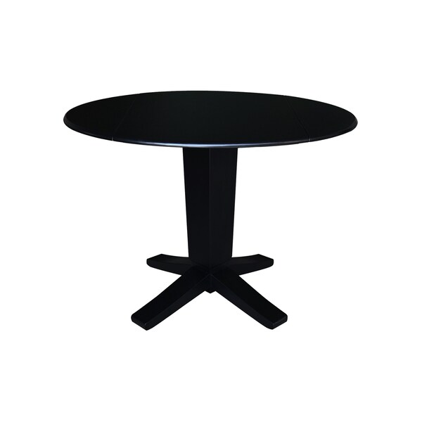 International Concepts 42 in. Solid Wood Round Dual Drop Leaf Dining Pedestal Table - 30.3 in.High in Black K46-42DPT-23B - main